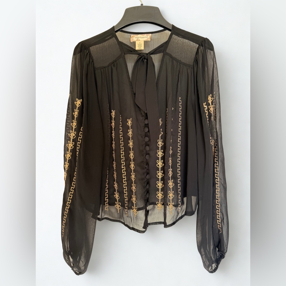 Band of Gypsies Black Blouse with Gold Detailing